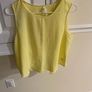 Blouse soft yellow short top sheer